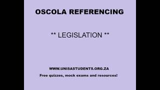 OSCOLA Referencing LEGISLATION