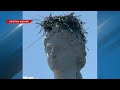 Osprey builds nest on statue