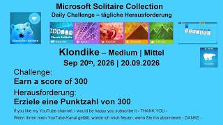 Solitaire Daily Challenges | Klondike - Medium | Sep 20th, 2026