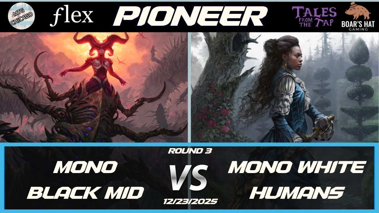 Моно-черная мидрейндж-комбинация против моно-белой человеческой колоды [MTG Pioneer, 3-й раунд]