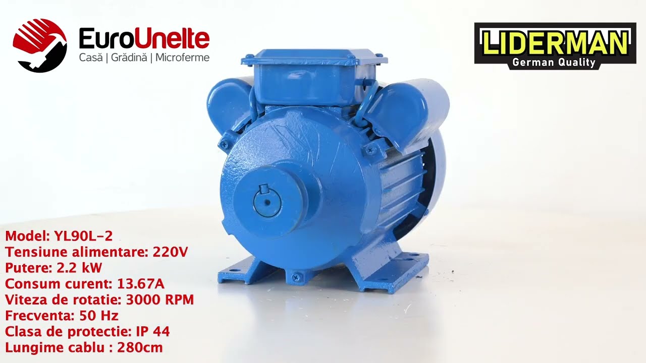 MOTOR ELECTRIC MONOFAZAT LIDERMAN DRK-YL90L-2, 2.2KW, 3000RPM, CARCASA ...