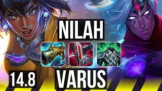 NILAH & Nautilus vs VARUS & Morgana (ADC) | Rank 5 Nilah, Quadra, Godlike | JP Challenger | 14.8