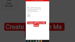 Create Pdf in Ms Excel | convert file to pdf #excel #pdf #convertpdf