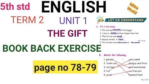 5th std|English| Term 2 Unit 1| The Gift |Book Back Exercise| page no 78-79