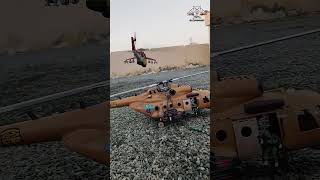 When RC Mi24 Hind Gunship Flying Extremely Low Protects RC Mi17 #shorts