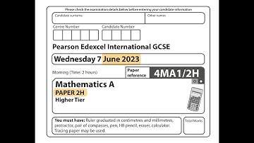 IGCSE Mathematics June 2023 - 4MA1/2H
