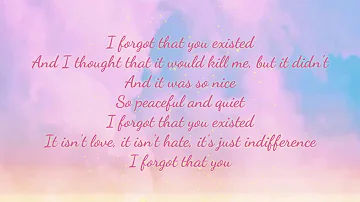 I Forgot That You Existed by Taylor Swift (lyric video)