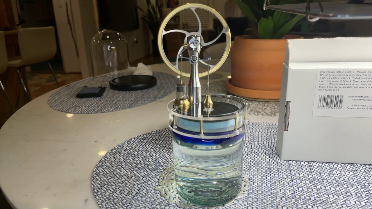 Kontax Stirling Engine powered by Ice, Hot Water, and the Sun (Spider