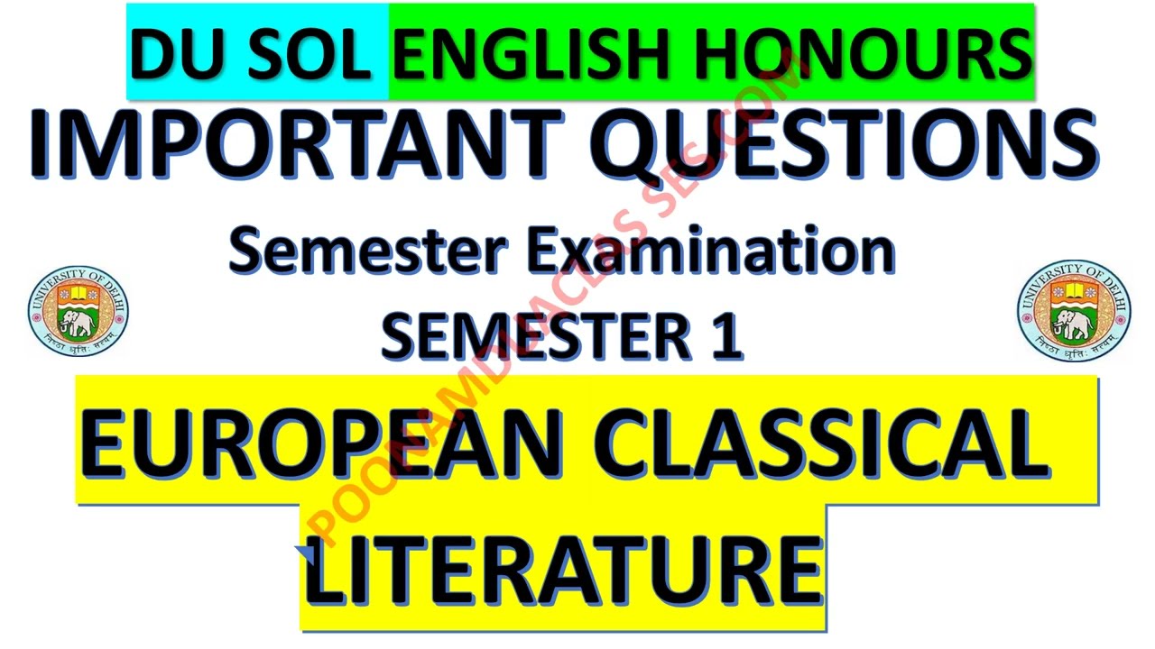 European Classical Literature DU CBCS 2022 November December Important Questions/ Guess Paper