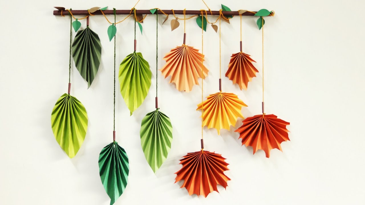 Paper Leaf Wall Hanging Tutorial Diy Easy Wall Decoration Crafts