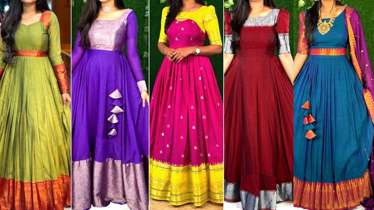 Latest Pattu Long Frock Designs😍Long Frock Front Neck Ideas