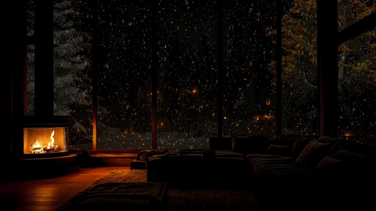 ❄️ Midnight Snow Outside Warm Cabin 🔥 | INSTANT SLEEP 😴 Fireplace & Candle Ambience (No Ads)