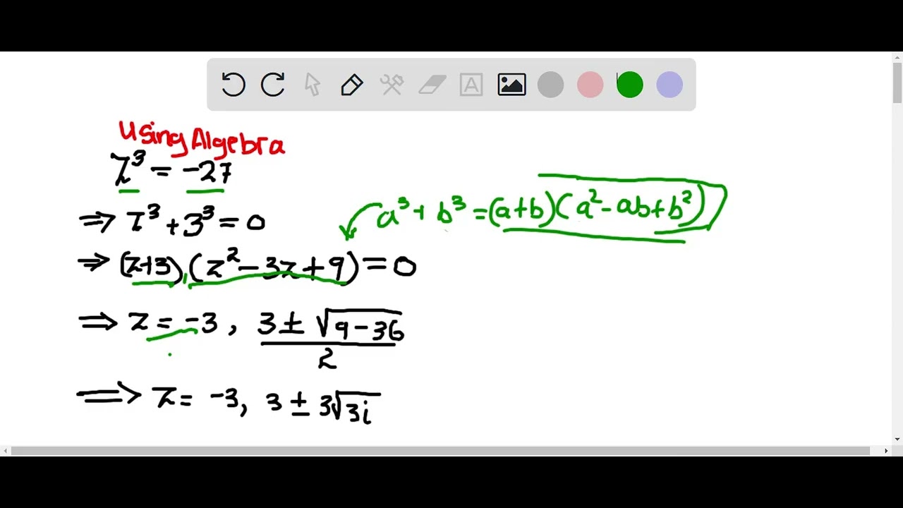 Find all of the 3rd roots of -27. Write your solutions in a+bi form ...