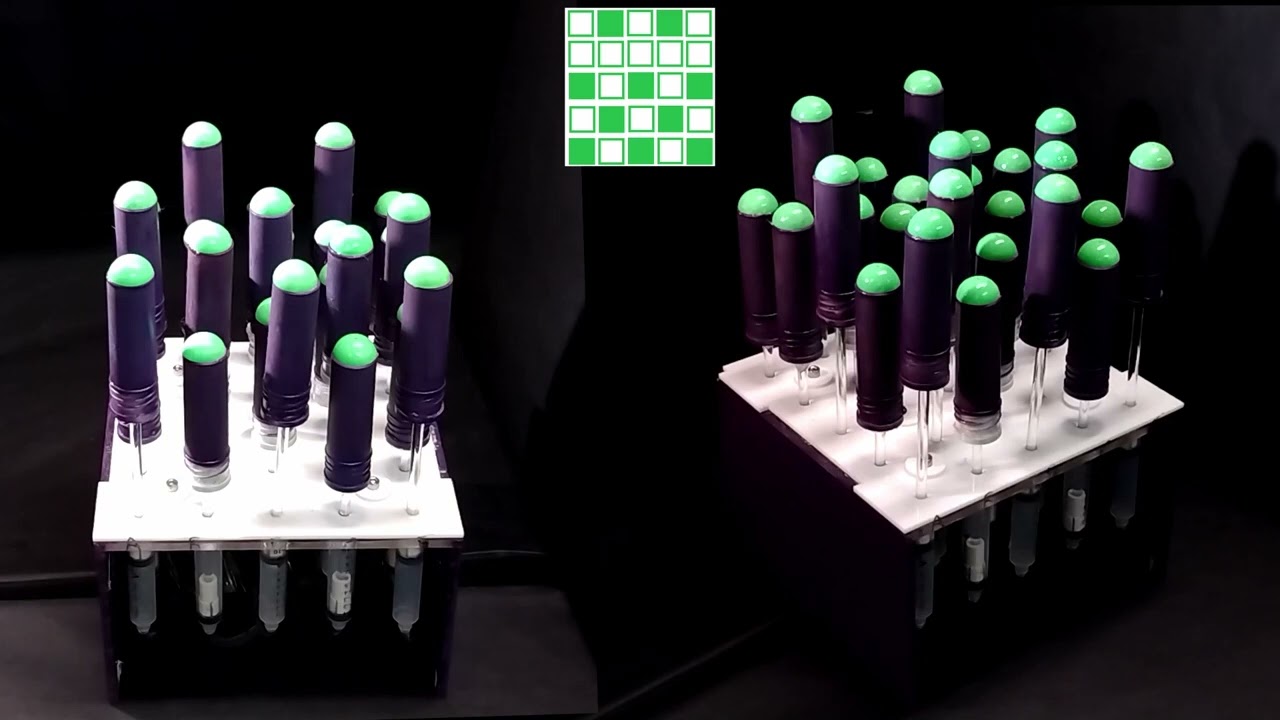 Fluidic Matrix Circuit Controlling Shape Display with Visual Patterns