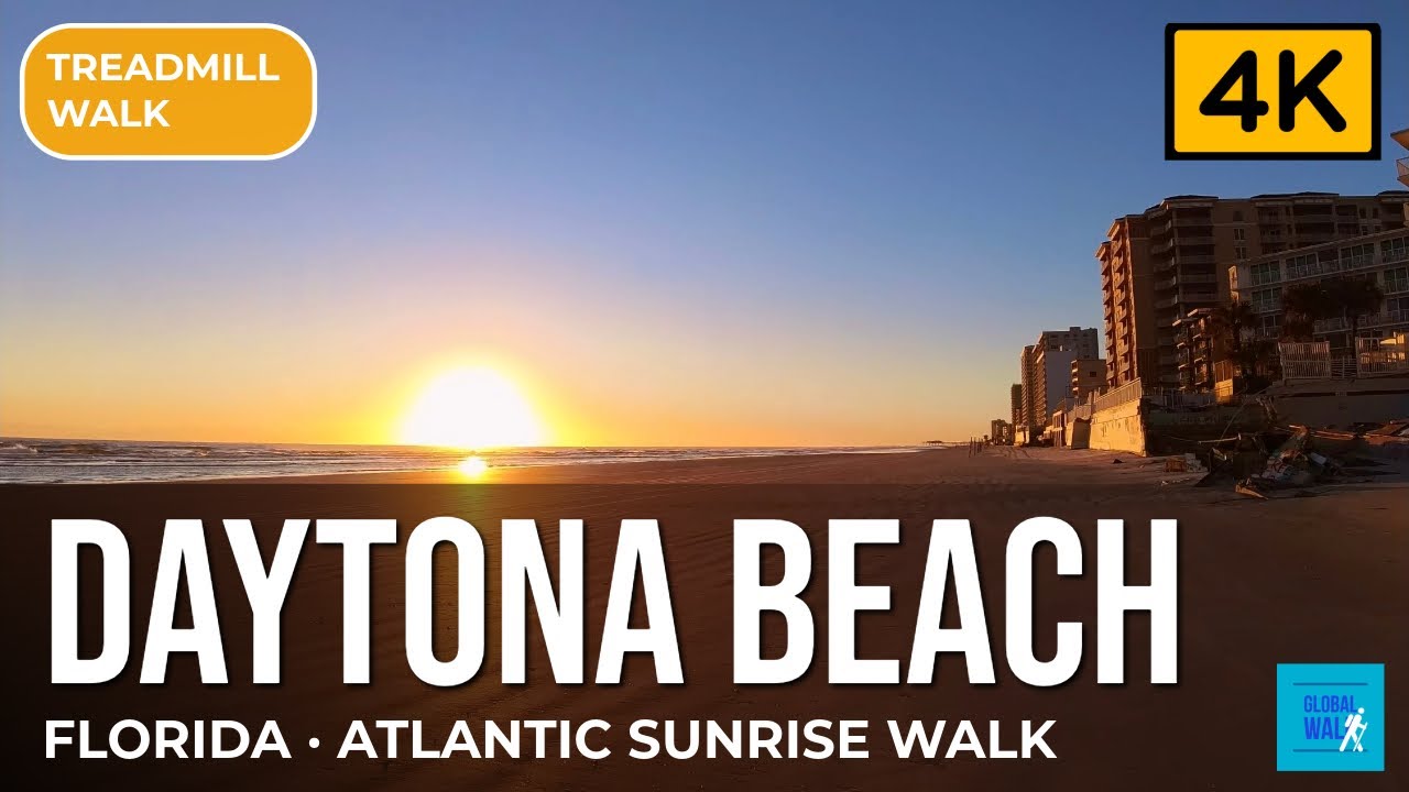 Daytona Beach 4K Sunrise Walk — Atlantic Ocean, Florida (40 Min)