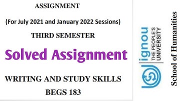 ignou solved assignment | begs 183 | writing and study skills | 2021 - 22 | BAG #assignment #bag