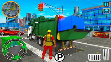 Garbage Truck Collecting Trash from Dumpster - City Cleaner Simulator -  Android Gameplay