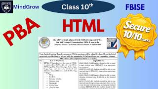 Practical PBA | HTML Practice (FBISE NBF) | Complete Solutions 10/10 Marks Class 10 Computer Science