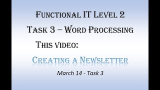 Famous Task 3 - Creating a Newsletter, ICT FS, Edexcel Level 2 Exam, March 14 Profile