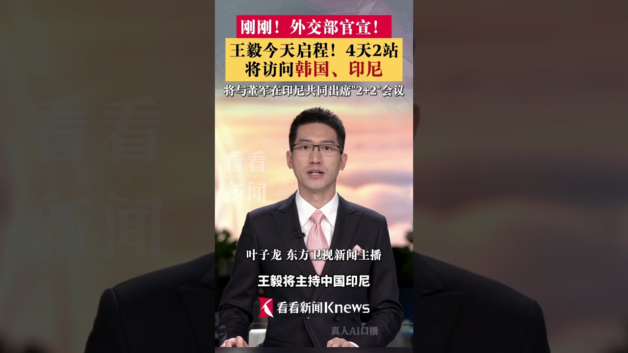 4天2站！王毅今天启程 将访问韩国、印尼