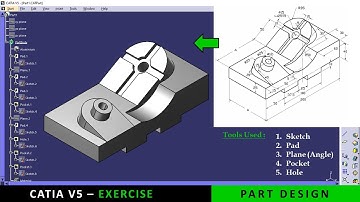 CATIA V5 | Part design tutorial for beginners | Exercise 6