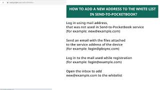How to add a new address to the White List in Send-to-PocketBook?