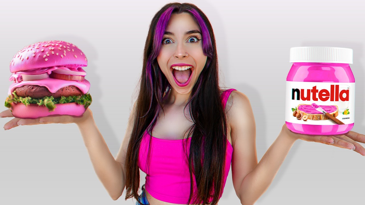 24 HORAS VIVIENDO DE COLOR ROSA !! 💖