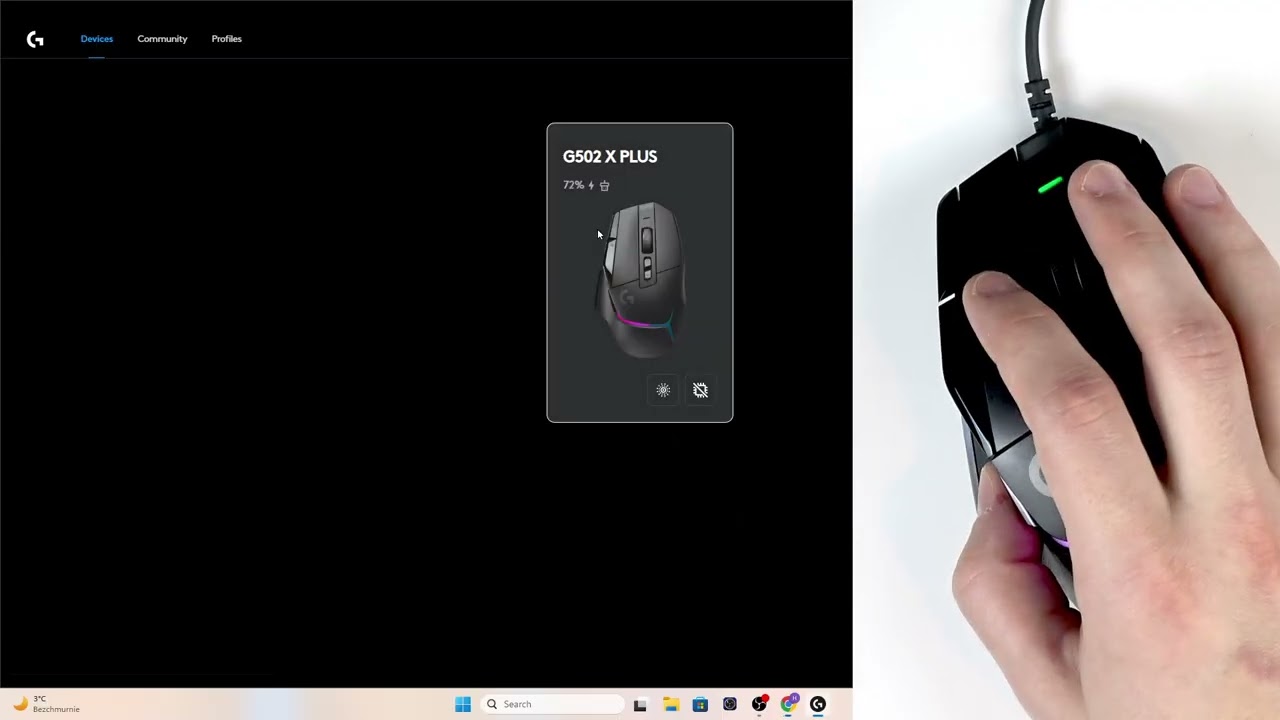 LOGITECH G502 X Plus: Соревновательные игры: Отключение режима бездействия «Нейтронный нуль»