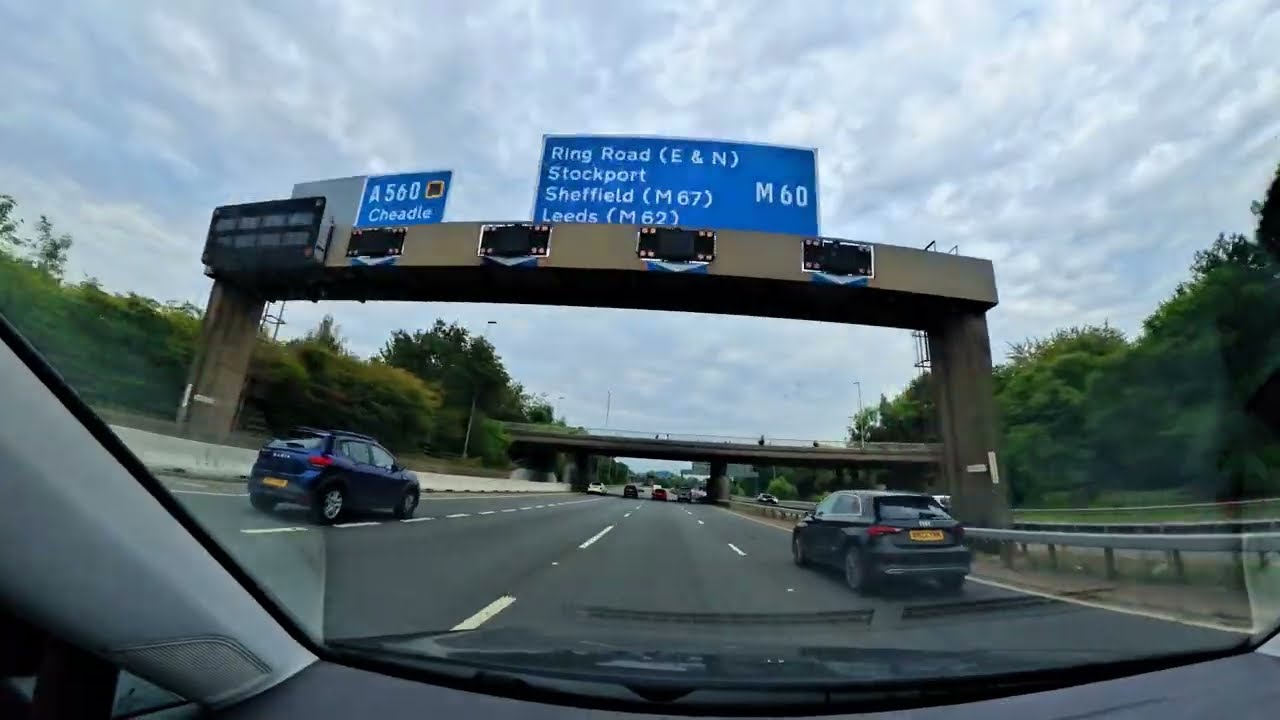 Manchester, England Scenic Drive | M60 Outer Ring Road Anti-Clockwise | Early Evening August Summer