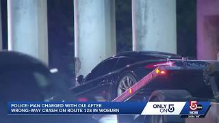 Wrong-way driver faces OUI charges after crash into Route 128 median