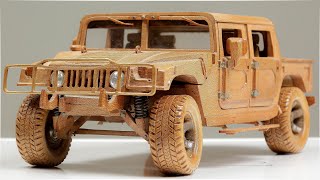 How to make Hummer H1 Pickup Truck out of wood  ASMR Woodworking, DIY Car Model