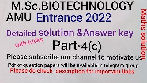 M.Sc.Biotech AMU Entrance 2022,detailed solution Maths with tricks &full concept clarity guaranteed