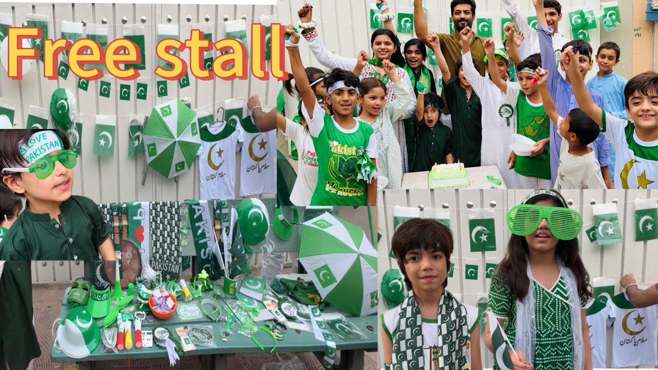 14 August bachon k sath||sab kuch free bant diya ||free stall||#happyindependenceday#trending 