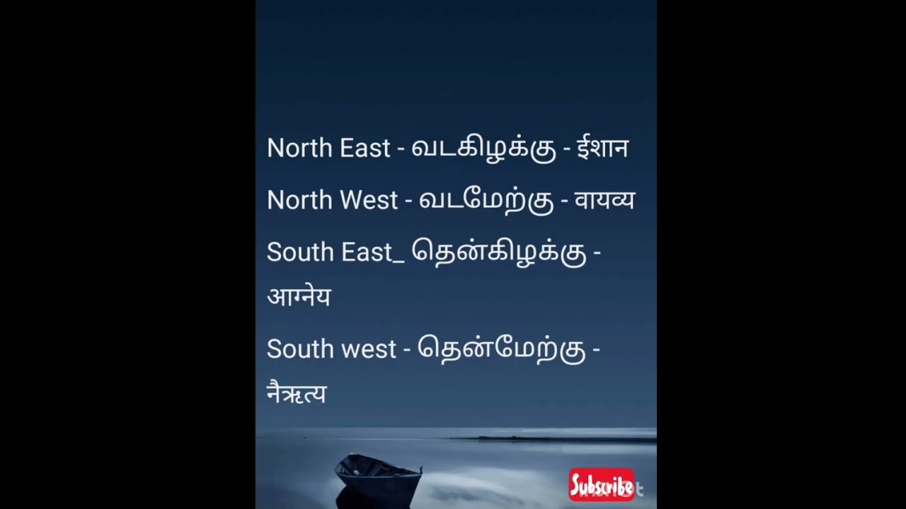 8 Directions in English tamil and hindi