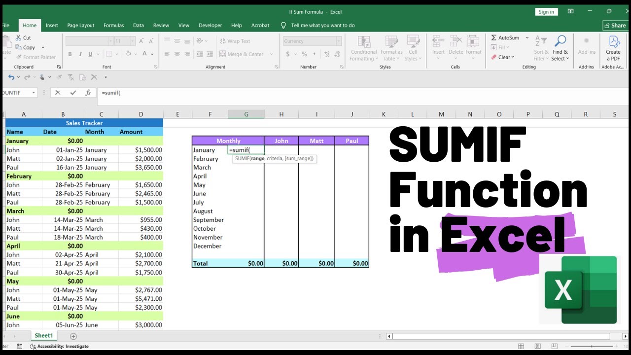 How to Use the Sumif in Excel - YouTube