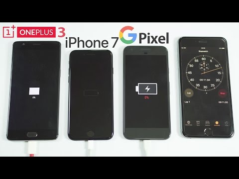 Google Pixel vs iPhone 7 vs OnePlus 3 - Battery Charging Speed Test!