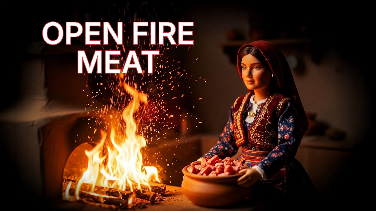 Miniature Doll Cooks Braised Meat Over Open Fire ASMR | Village Tiny Kitchen