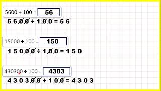 Divide a 4, 5 or 6 digit multiple of 100 by 100