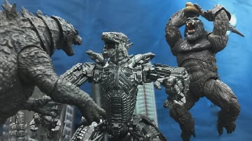 Godzilla vs Kong vs Mechagodzilla Epic Battle ( Stop Motion ) Part 2