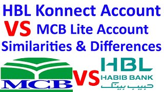 Hbl Konnect vs MCB Lite account | mcb lite vs konnect account comparison