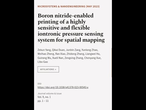 Boron Nitride Enabled Printing Of A Highly Sensitive And Flexible Iontronic Pressure RTCL TV