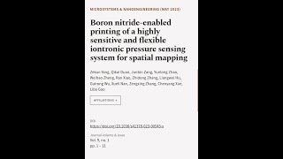 Boron nitride-enabled printing of a highly sensitive and flexible iontronic pressure ... | RTCL.TV