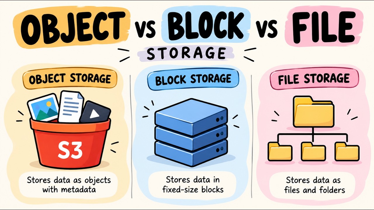 Object vs Block vs File Storage Explained | AWS S3 & Cloud Computing ...