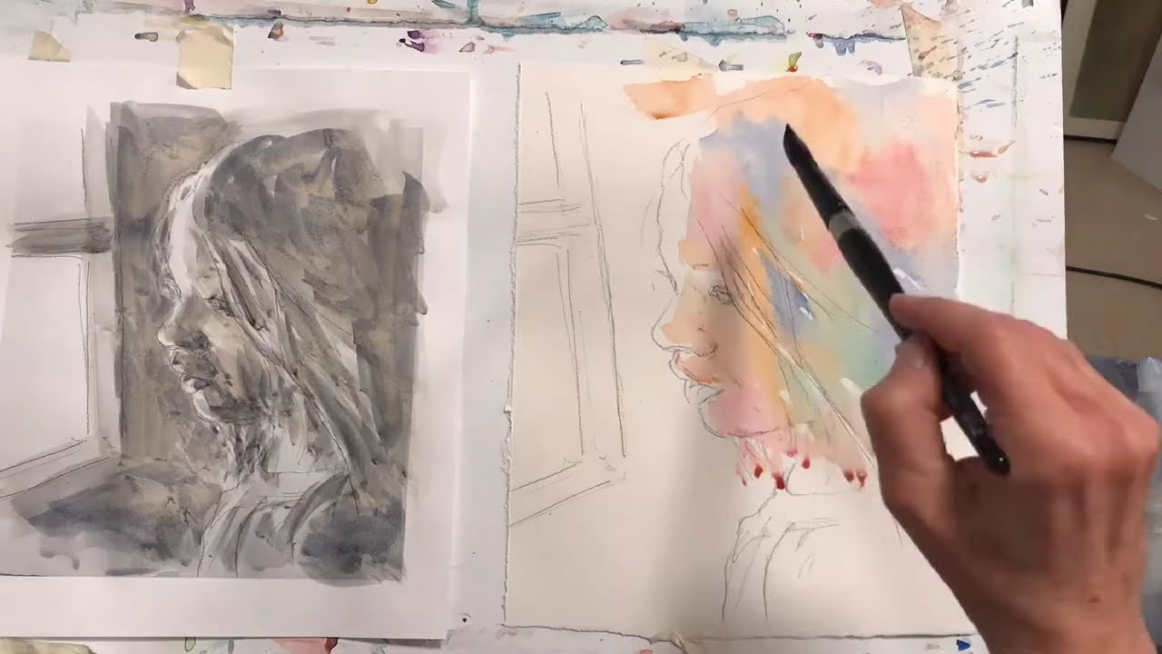 Watercolor portrait demonstration