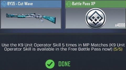 Call Of Duty Mobile Use the K9 Unit Operator Skill 5 times in MP Matches Task Complete