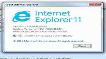 An update on disabling VBScript in Internet Explorer 11