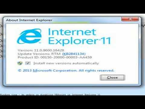 An update on disabling VBScript in Internet Explorer 11