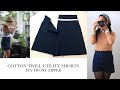 How to Sew the Fly Front Zipper : Navy Cotton Twill Shorts