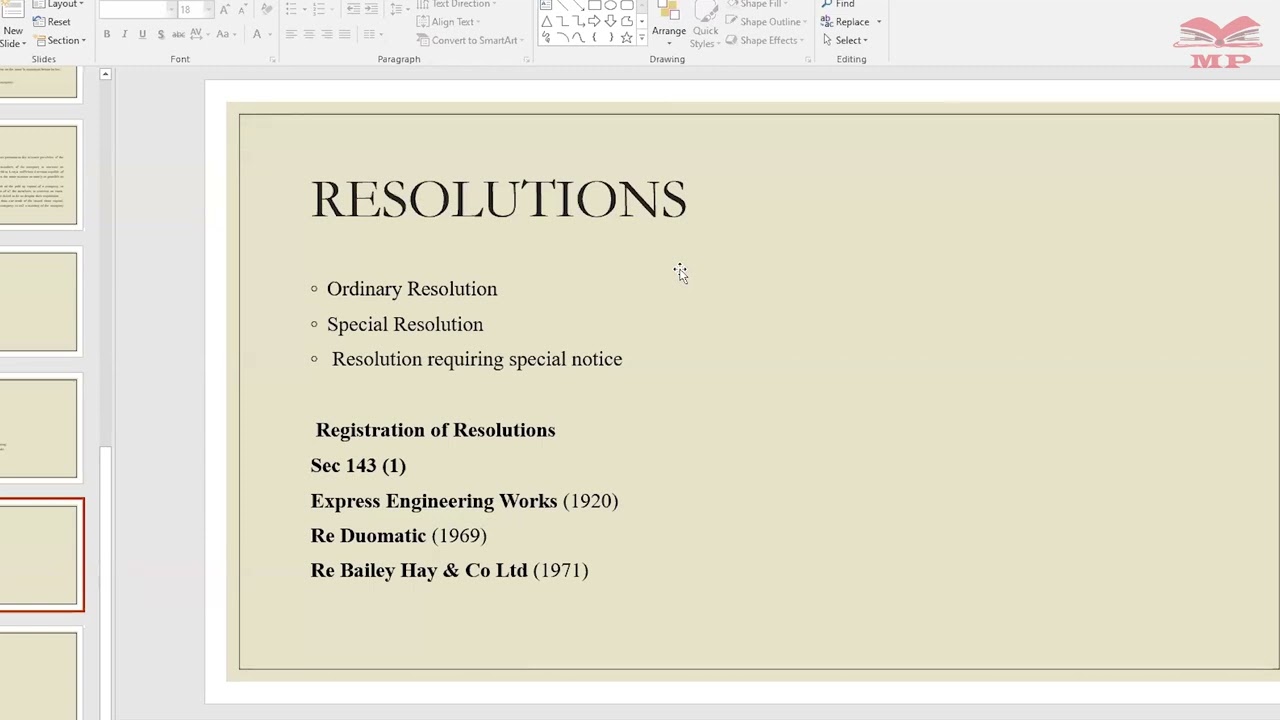 Company Law - Resolutions of a Company