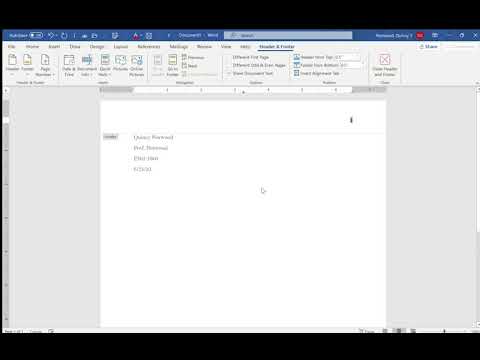MLA Formatting (Heading and Page Number)